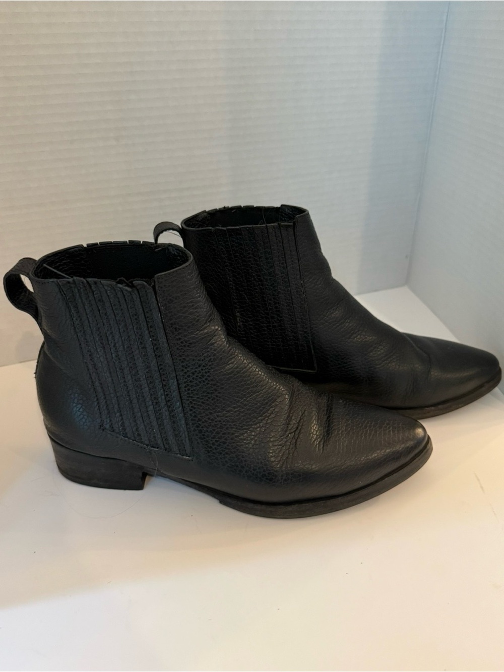 Poppy Barley Black Leather Chelsea Booties
